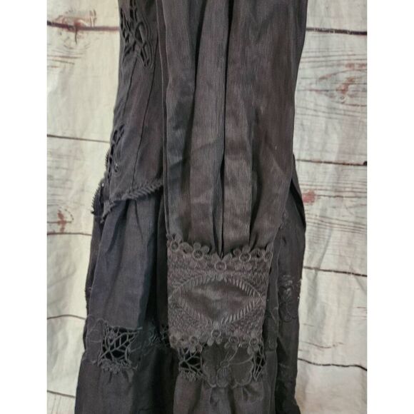 Redpolaris Rare Linen Embroidered Cut Out and Lace Embellished Maxi Dress Size - Picture 6 of 10